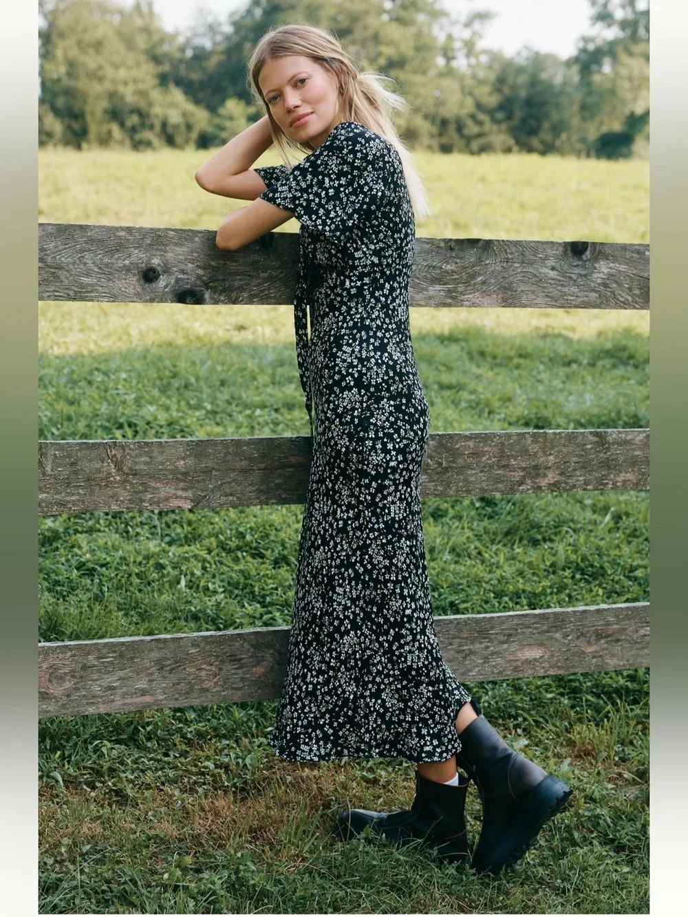 Reformation Tyra X Anthropologie Short Sleeve Tie Front Midi Dress NWT Size 2 - Picture 1 of 15